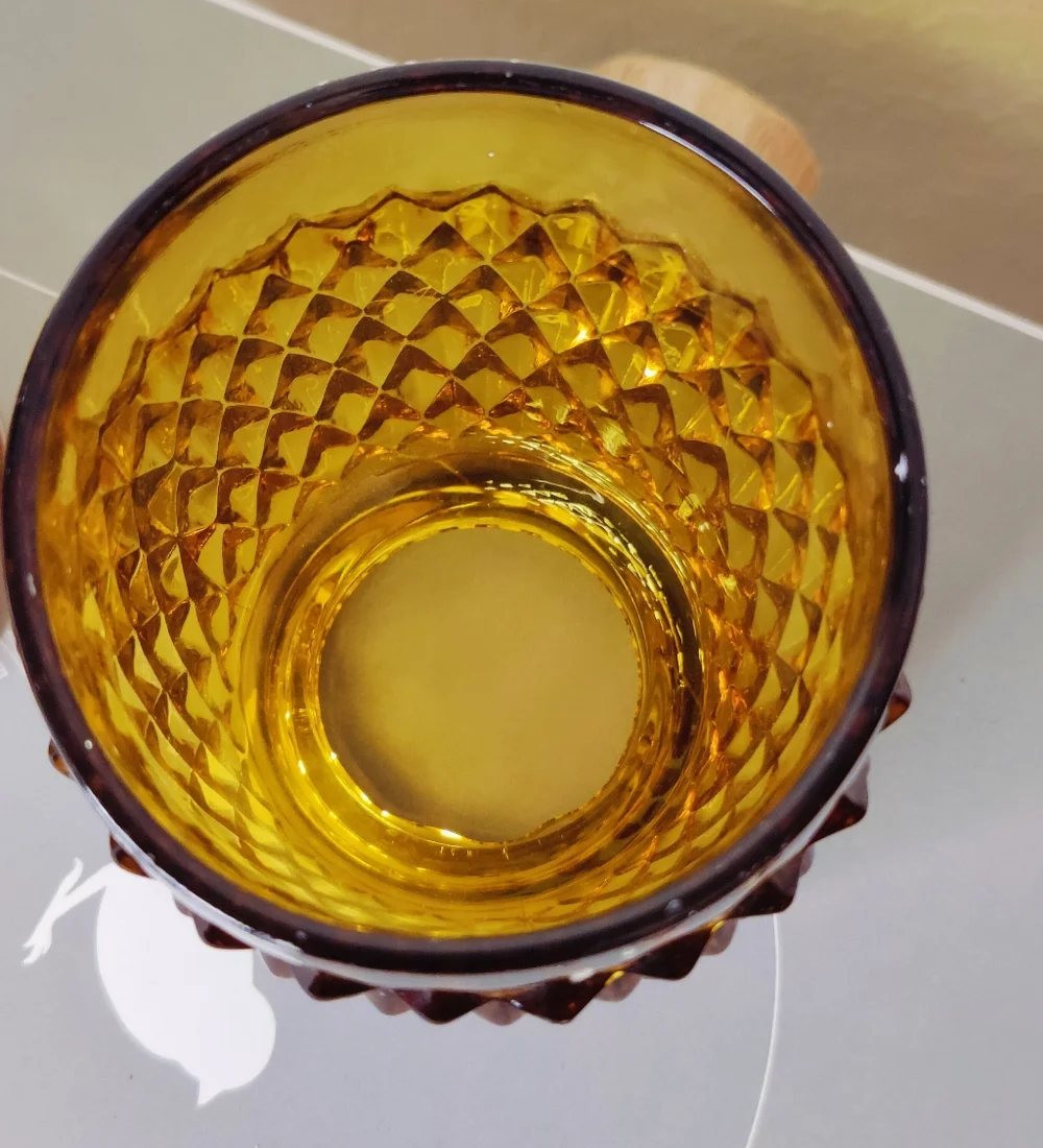 Amber Glass Fairy Lamp - Diamond Point Pattern  MCM Decor - Picture 10 of 11